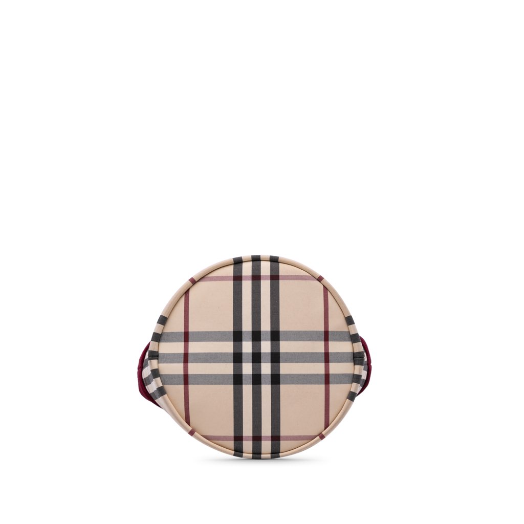 Burberry Velvet Trimmed House Check Canvas Bucket Bag - Image 6