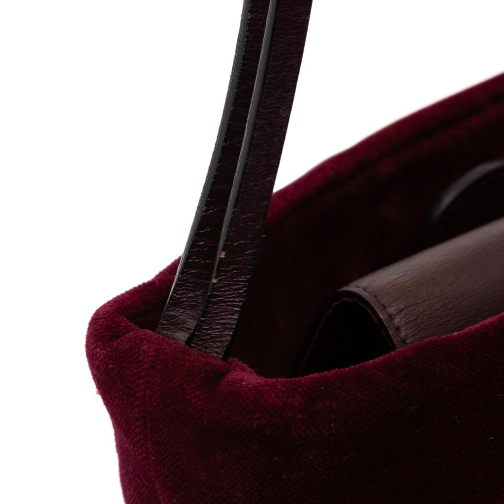 Burberry Velvet Trimmed House Check Canvas Bucket Bag - Detail 1