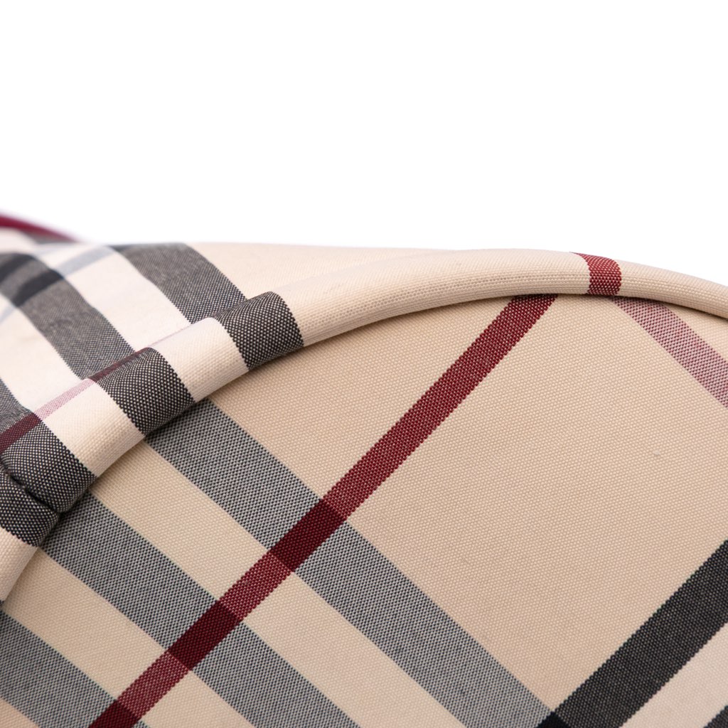 Burberry Velvet Trimmed House Check Canvas Bucket Bag - Image 10