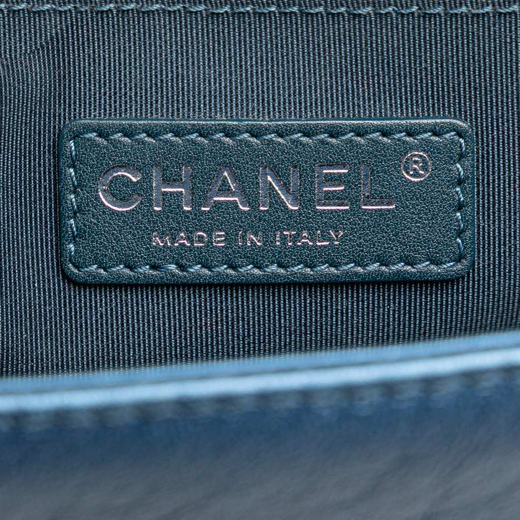 Chanel Small Quilted Perforated Metallic Lambskin Boy Flap - Side view