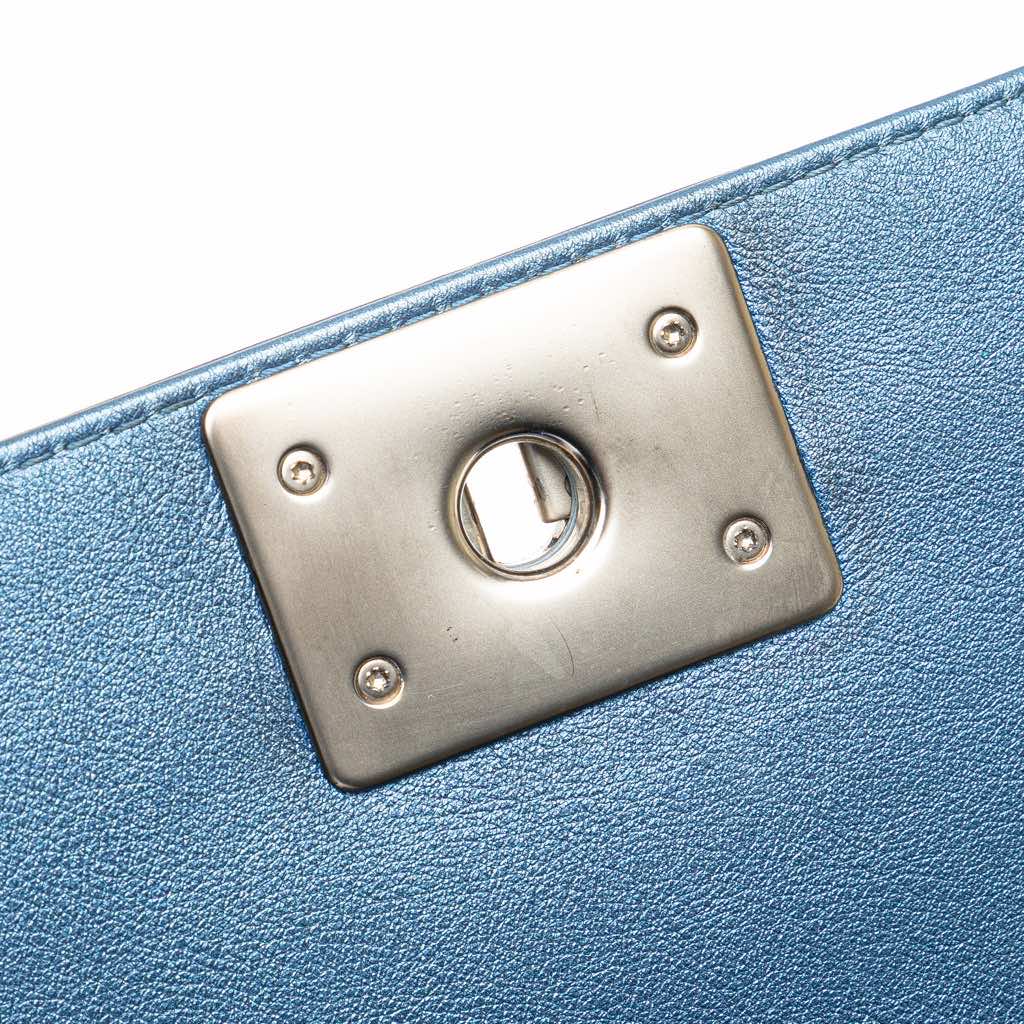 Chanel Small Quilted Perforated Metallic Lambskin Boy Flap - Image 10