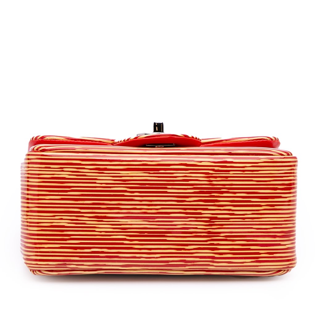 Chanel Mini Square Classic Patent Striped Single Flap - Image 6