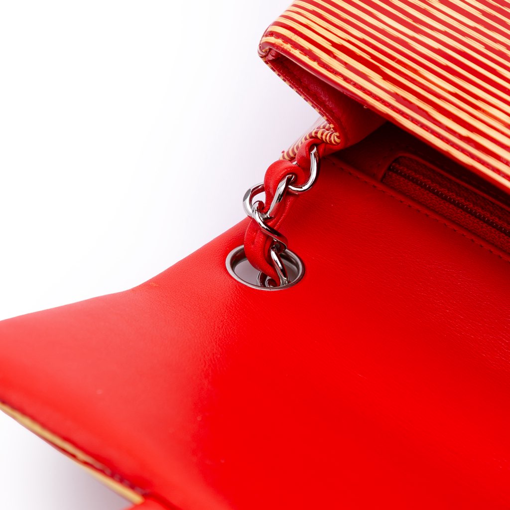 Chanel Mini Square Classic Patent Striped Single Flap - Image 11
