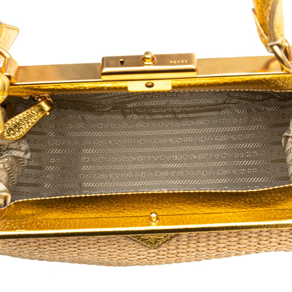 Prada Raffia Frame Handbag - 4