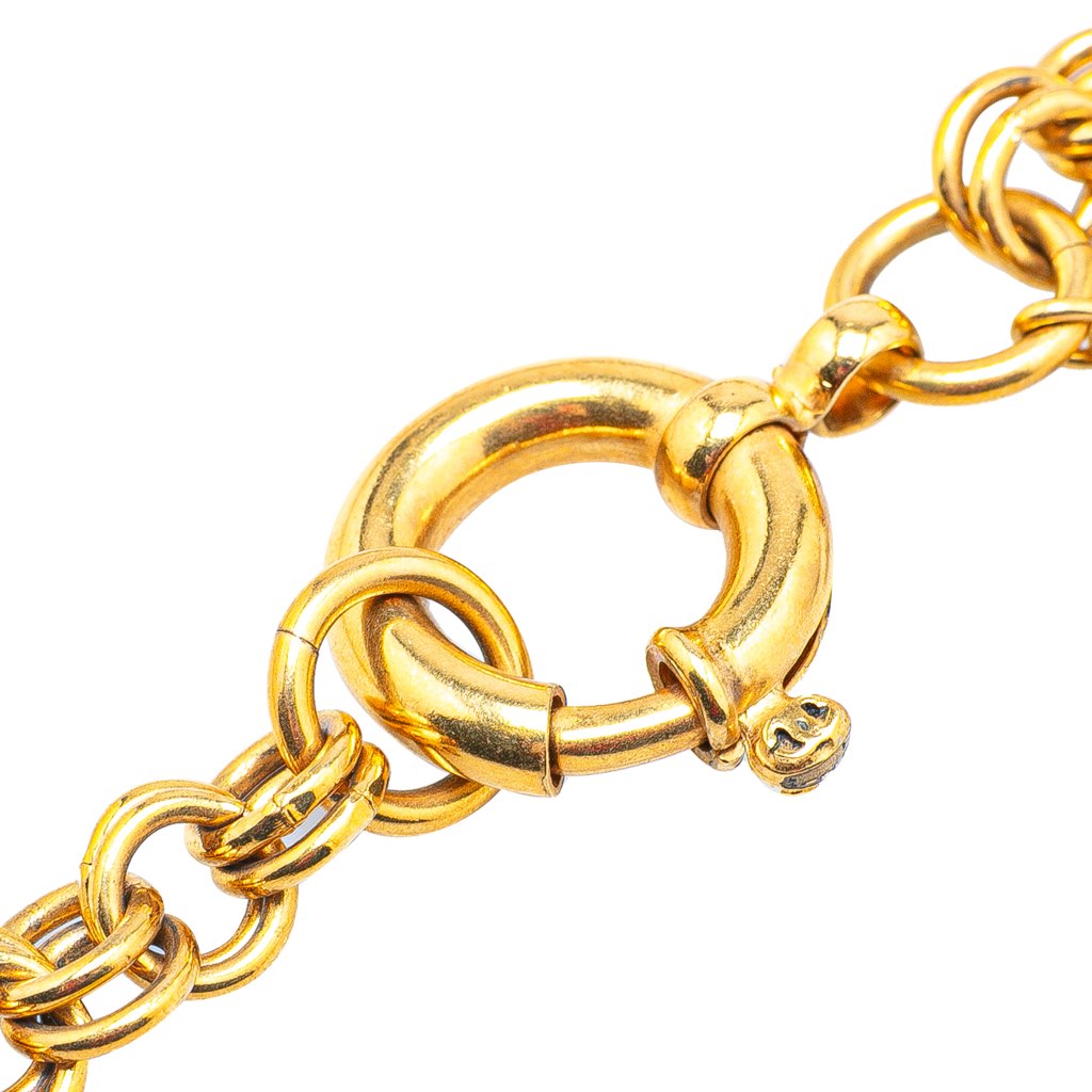 Chanel Gold Plated CC Round Mirror Pendant Necklace - 2