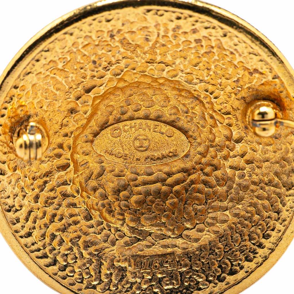 Chanel Gold Plated Logo Dome Round Brooch - 4