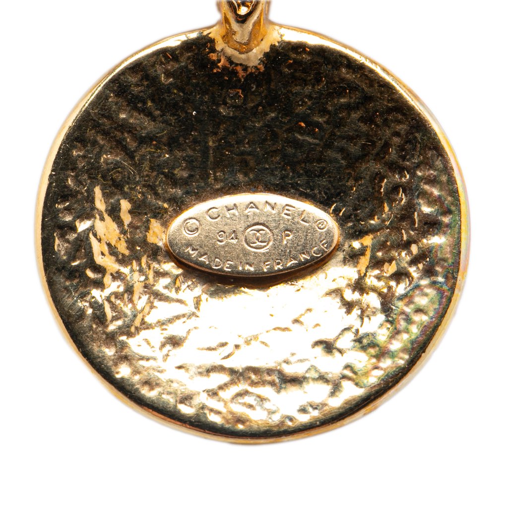 Chanel Gold Plated CC Round Medallion Pendant Necklace - 2