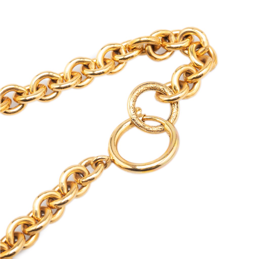 Chanel Gold Plated CC Round Medallion Pendant Necklace - 3