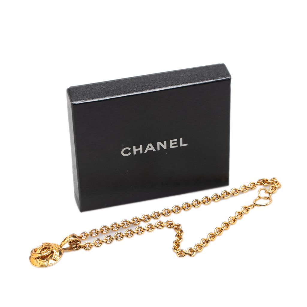 Chanel Gold Plated CC Round Medallion Pendant Necklace - 5