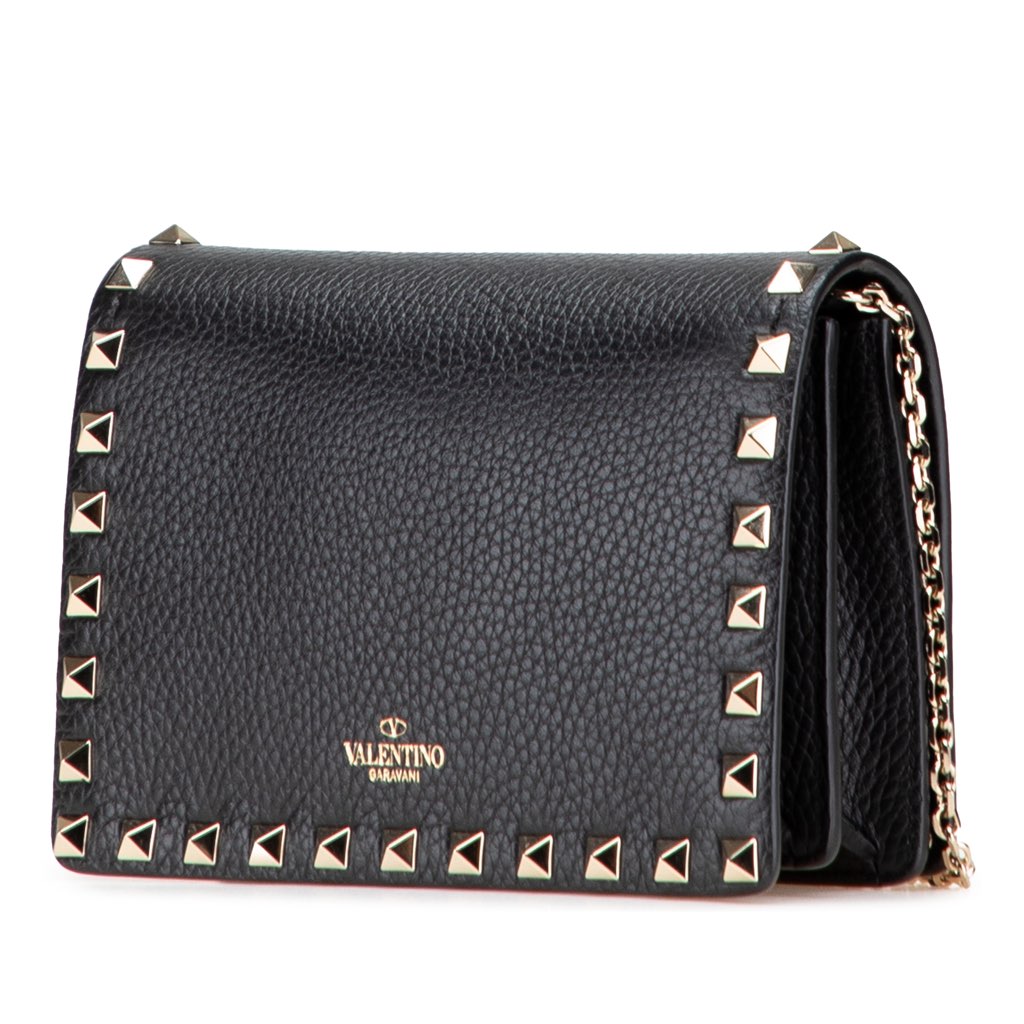 Valentino Pebbled Calfskin Rockstud Chain Wallet - 2