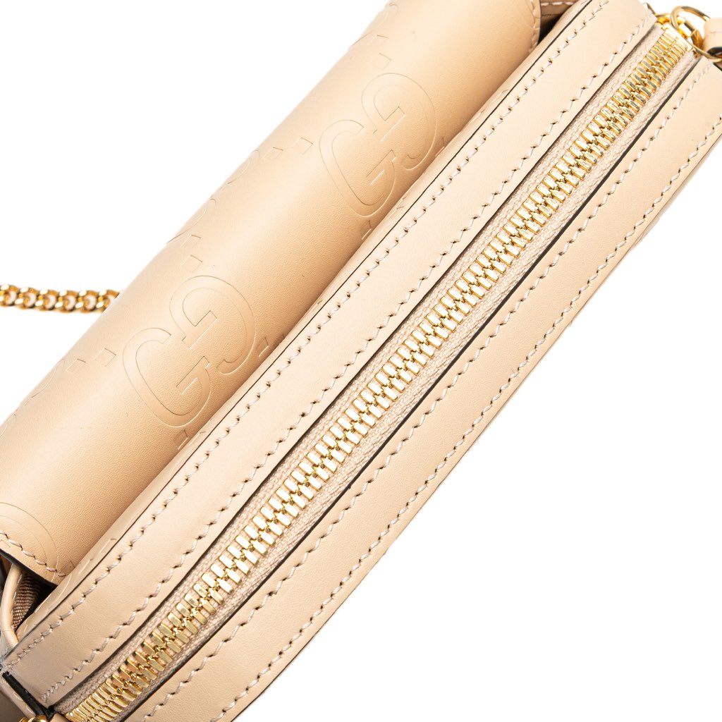 Gucci Super Mini GG Debossed Calf Chain Wallet - Detail 1