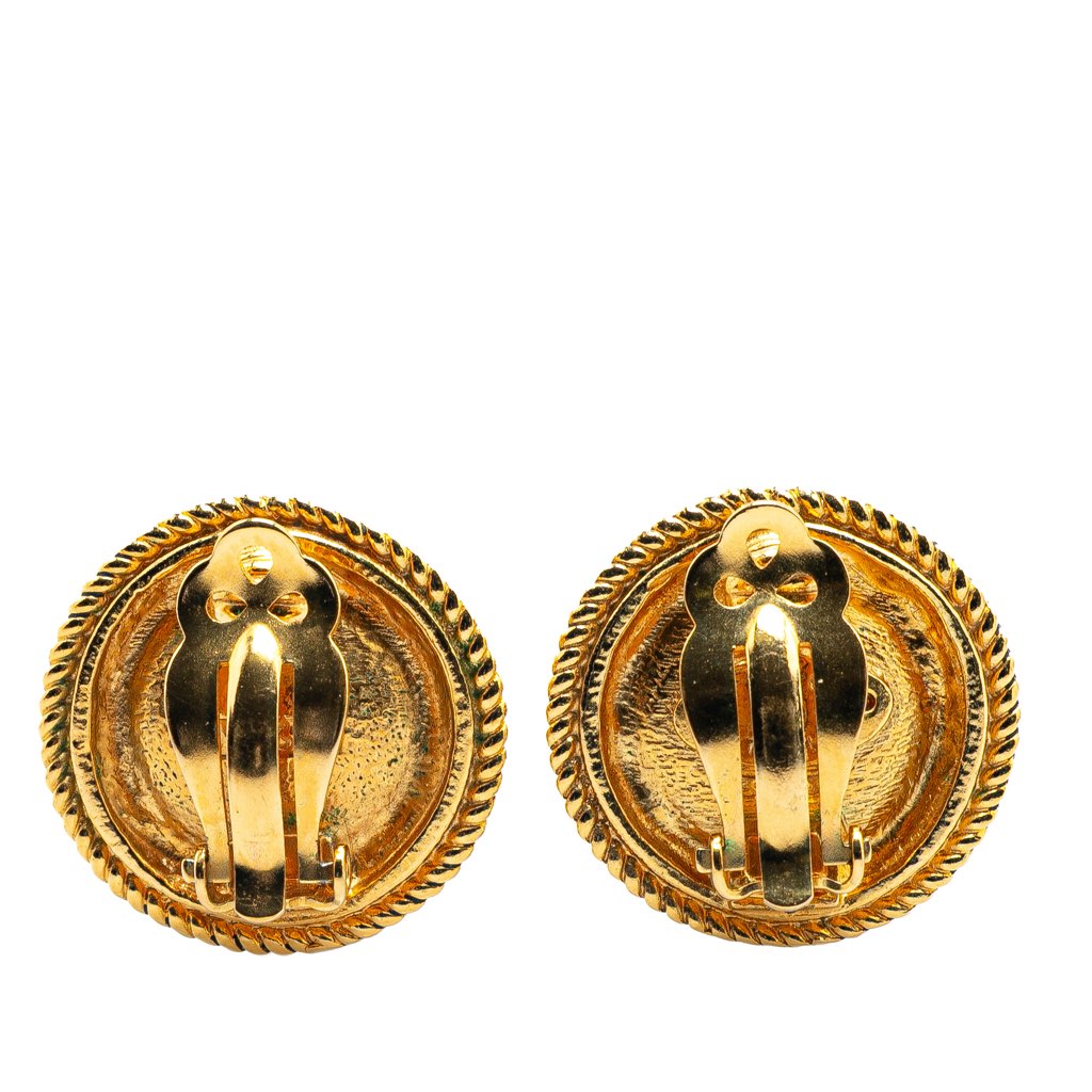 Chanel Gold Plated Faux Pearl Clip on Earrings - Back view