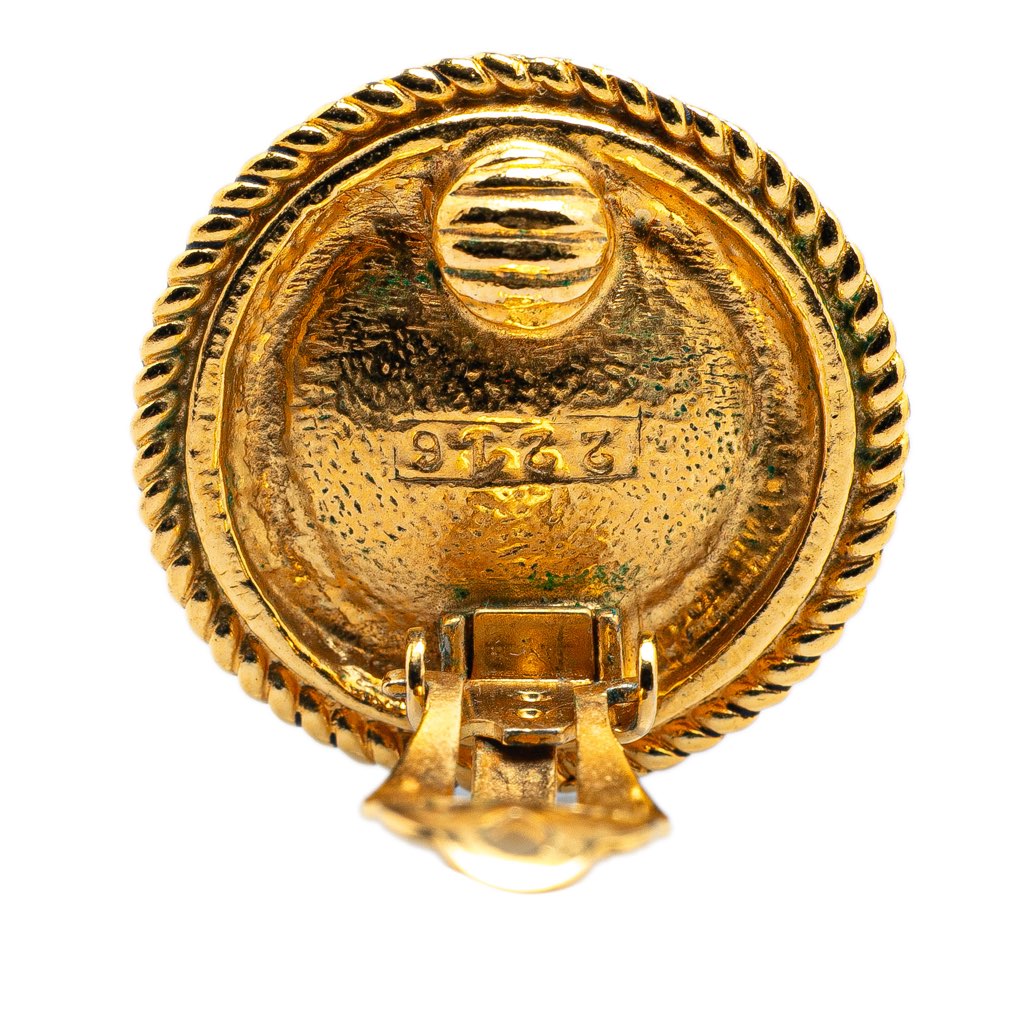 Chanel Gold Plated Faux Pearl Clip on Earrings - Image 6