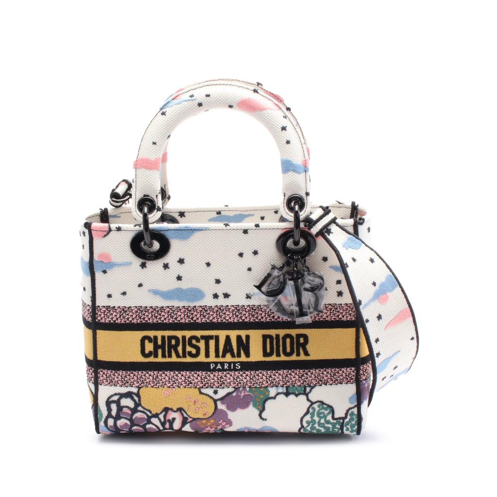 Dior Medium Canvas Embroidered Ciel De Reve Lady D Lite