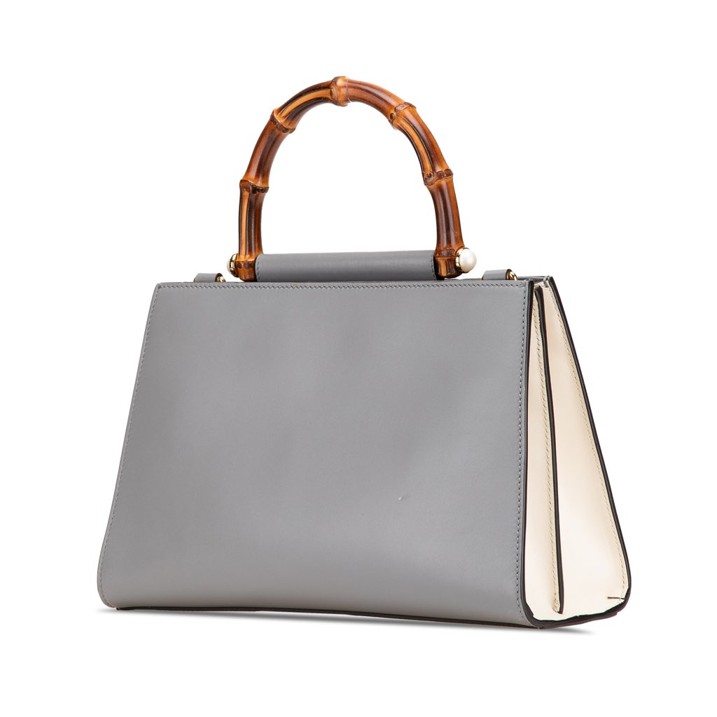 Gucci Small Bamboo Calfskin Nymphaea Satchel - 2