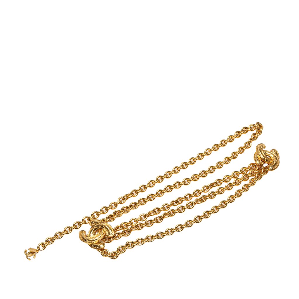 Chanel Gold Plated Quilted CC Triple Chain Belt