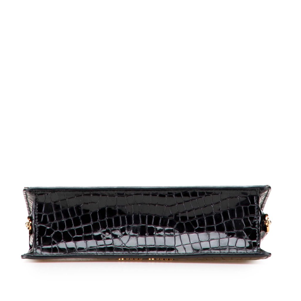 Miu Miu Croc Embossed Leather Crystal Embellished Solitaire Clutch - 3