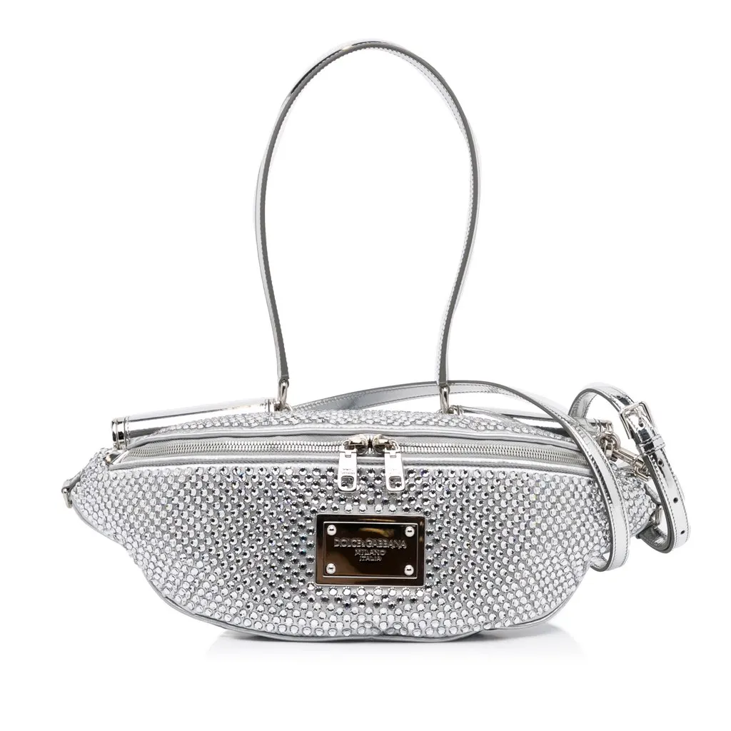 Dolce & Gabbana Miss Sicily Belt Bag Silver Leather Very good - Front View