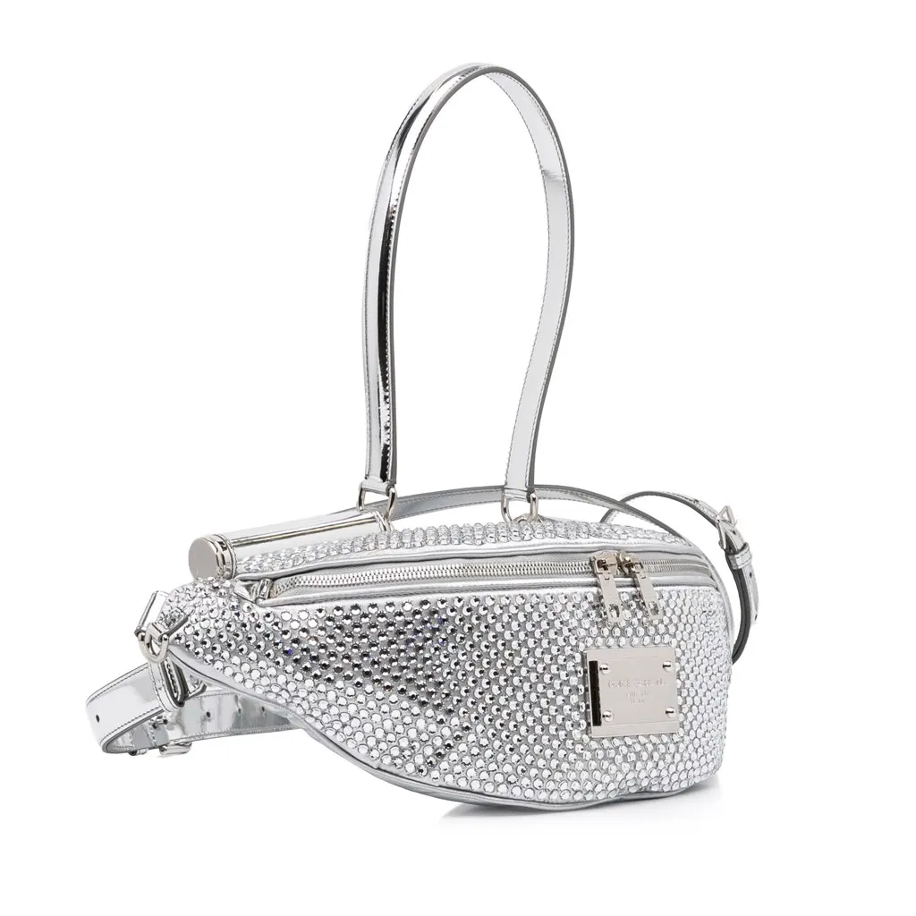 Dolce & Gabbana Miss Sicily Belt Bag Silver Leather Very good - Back View
