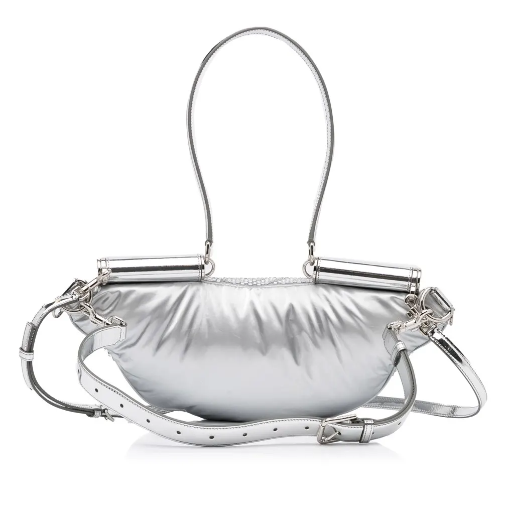 Dolce & Gabbana Miss Sicily Belt Bag Silver Leather Very good - Model View