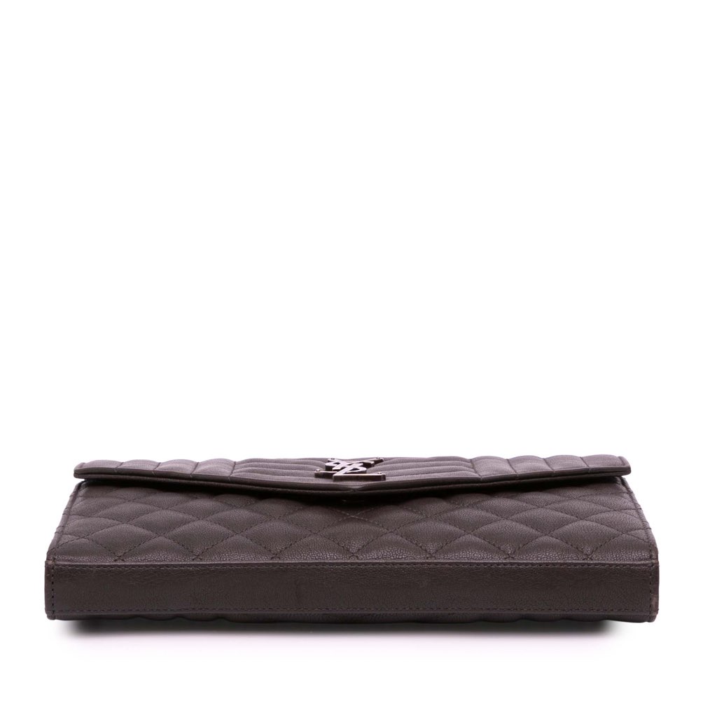 Saint Laurent Triquilt Sheepskin Monogram Envelope Wallet on Chain - 3