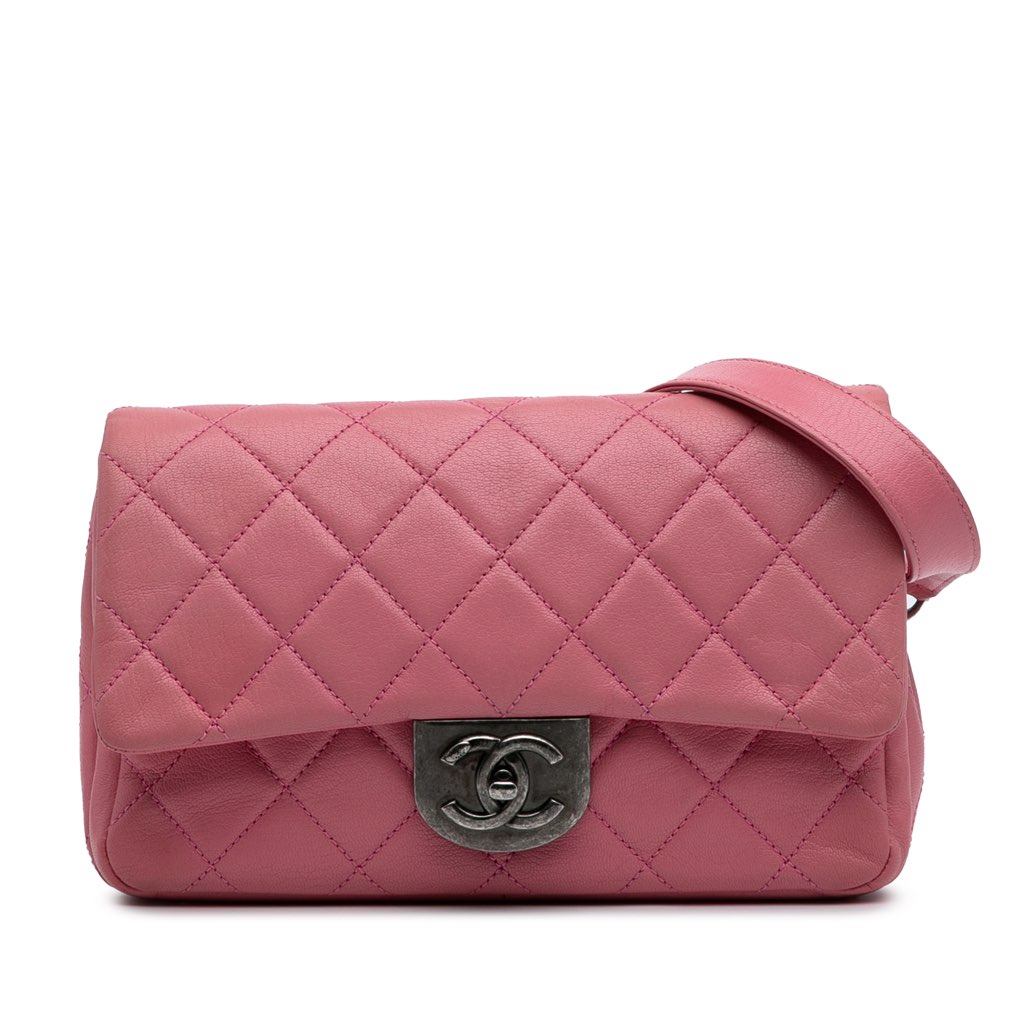 Chanel Small Quilted Goatskin Double Carry Waist Chain Flap