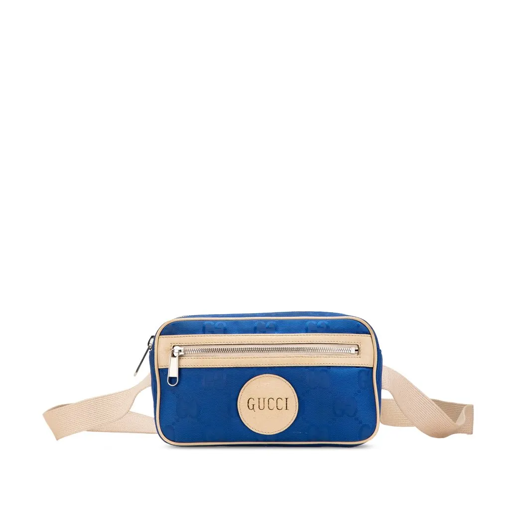 Gucci GG Nylon Off The Grid Belt Bag Blue Good - Front View