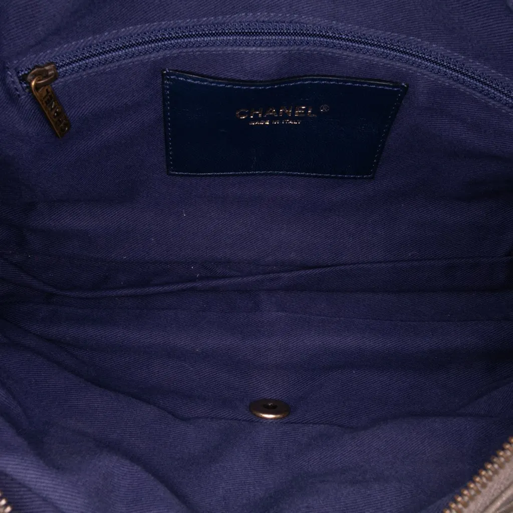 Chanel Large Quilted Iridescent Calfskin Shiva Flap Brown Leather Good - Model View