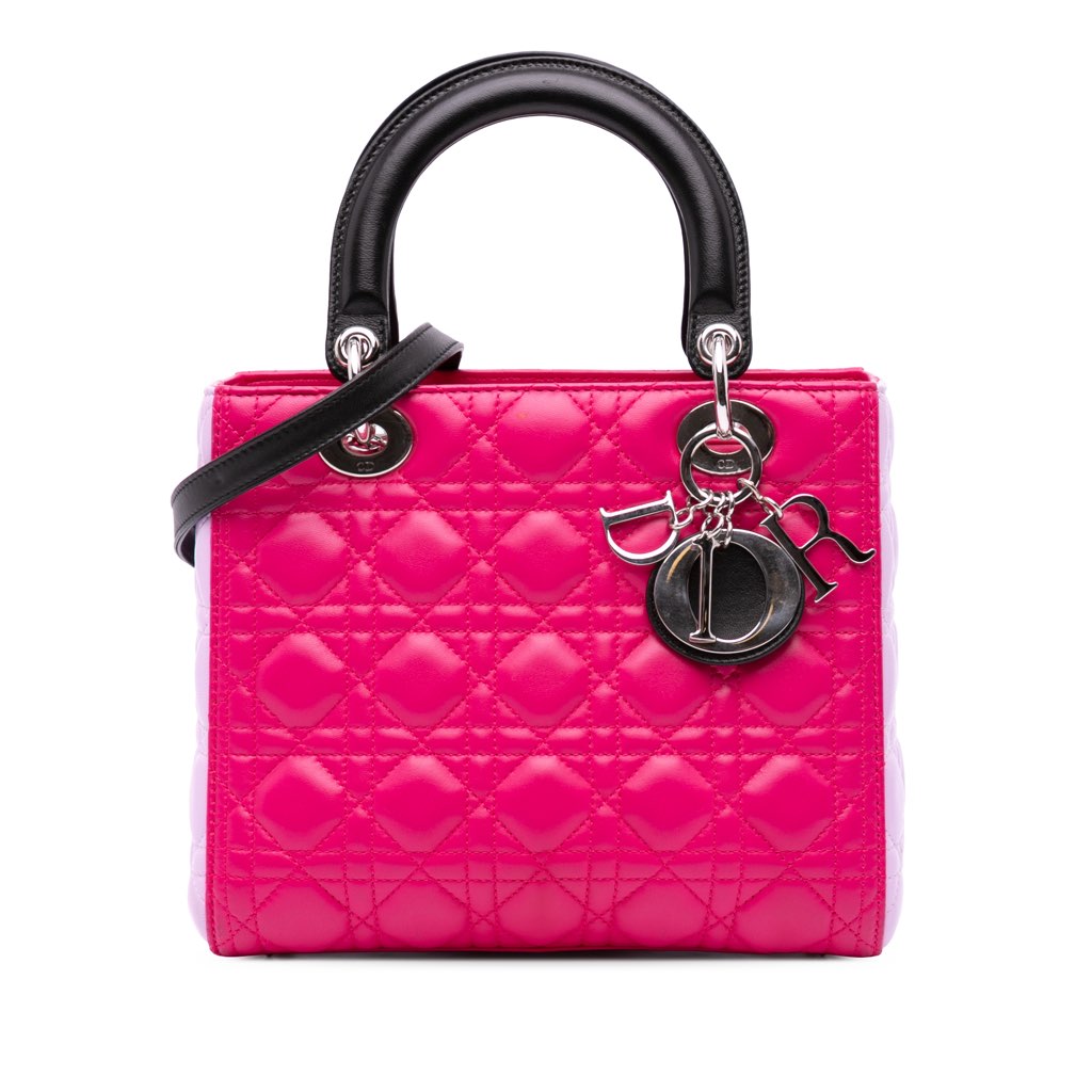 Dior Medium Tricolor Lambskin Cannage Lady Dior