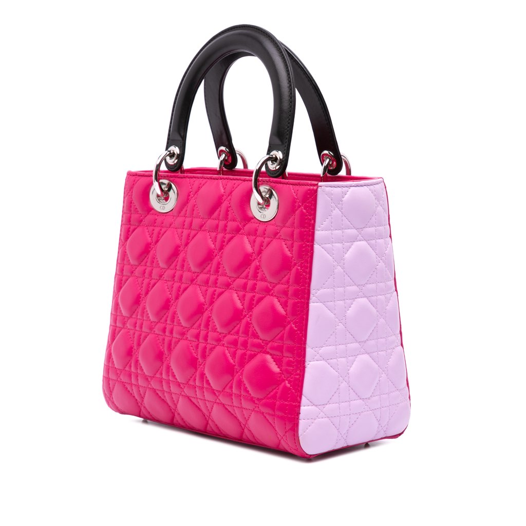 Dior Medium Tricolor Lambskin Cannage Lady Dior - Back view