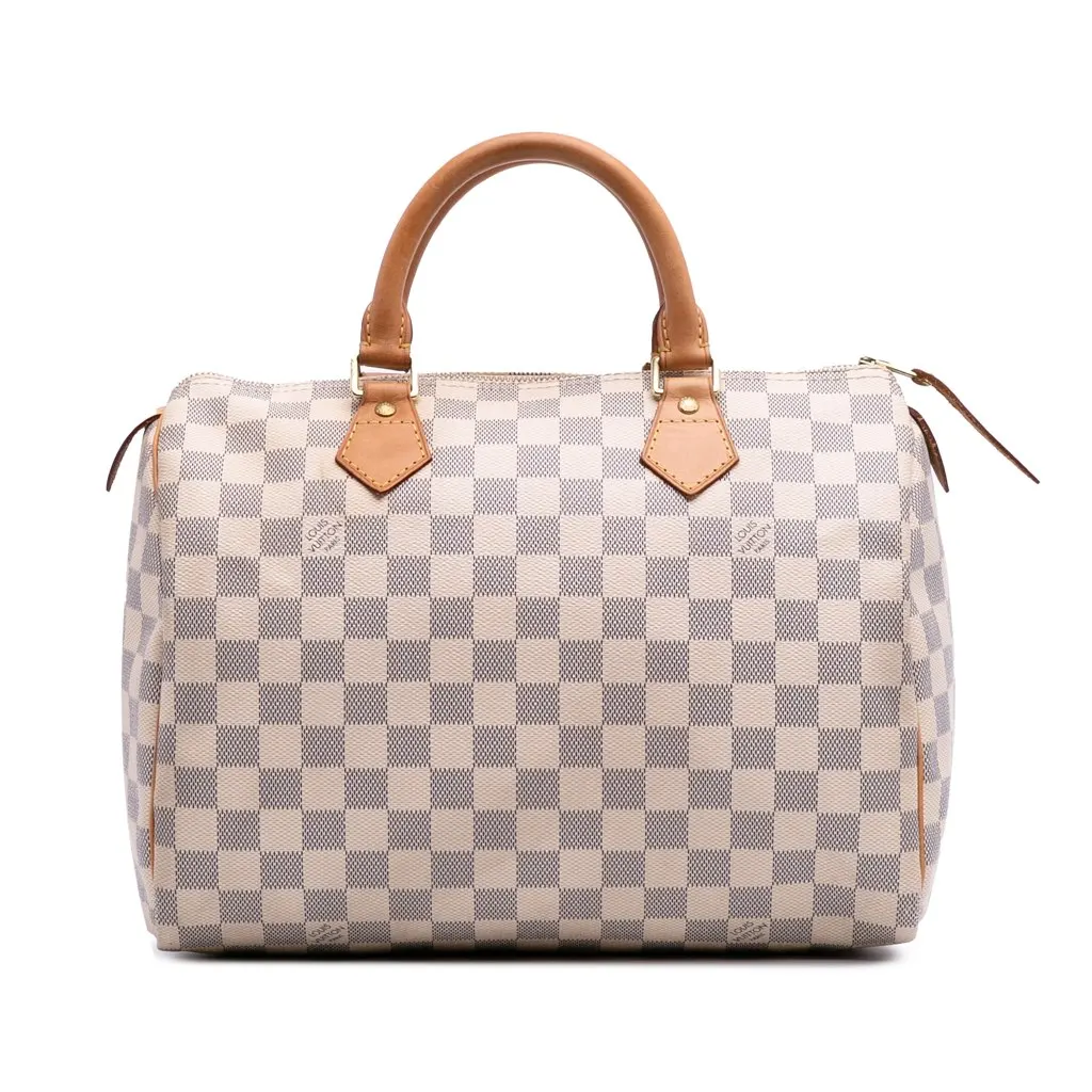 Louis Vuitton Damier Azur Speedy 30 White Canvas Good - Front View