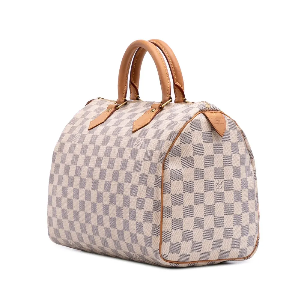 Louis Vuitton Damier Azur Speedy 30 White Canvas Good - Back View