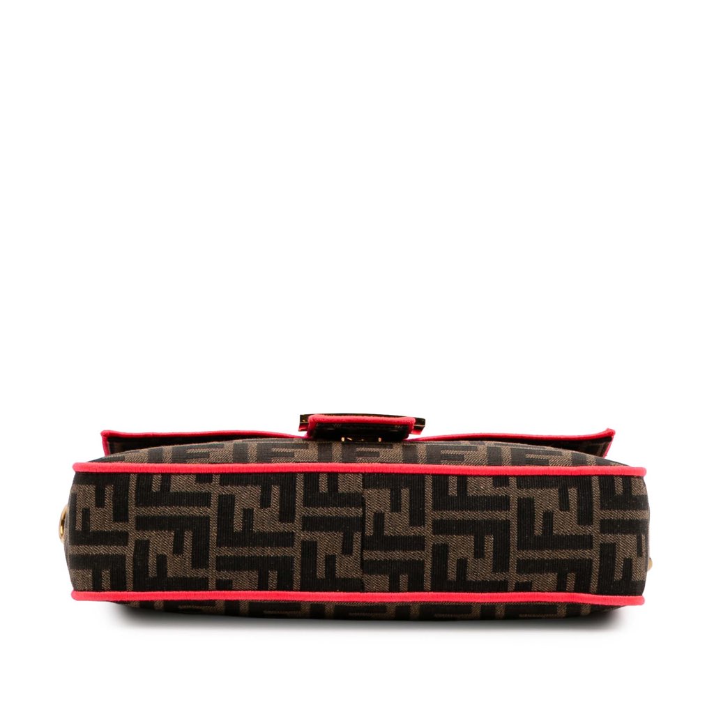 Fendi Medium Zucca Canvas Fluo Trim Baguette Satchel - 3