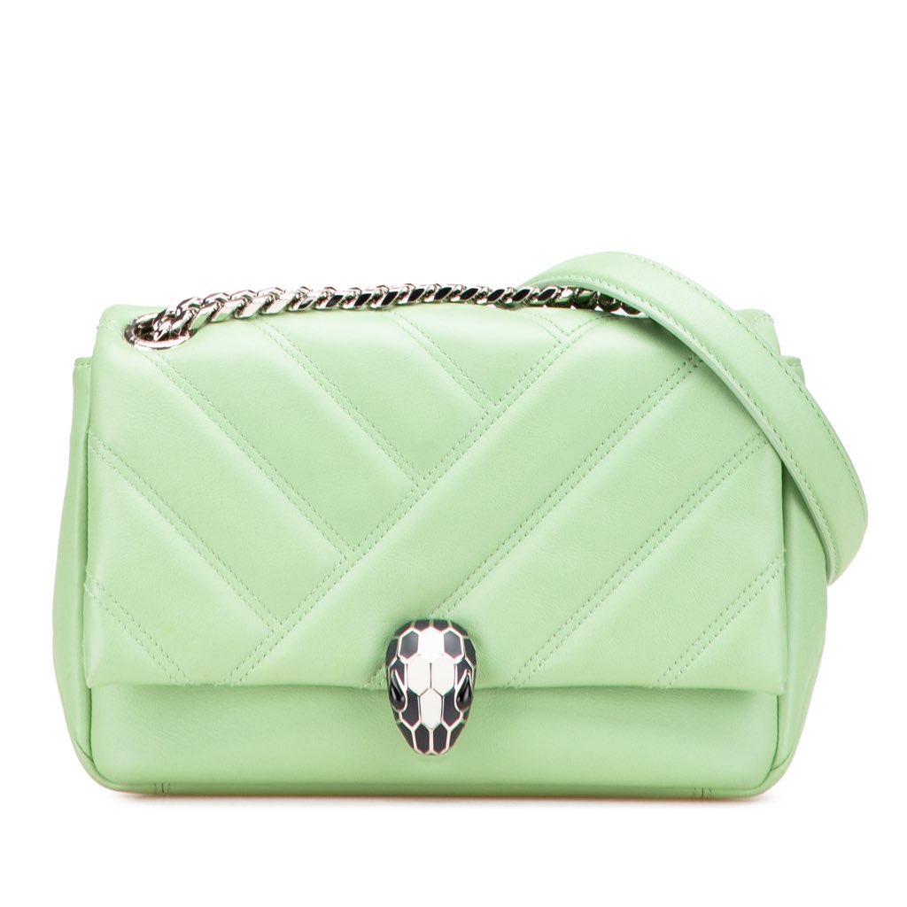 Bvlgari Leather Serpenti Cabochon Chain Crossbody