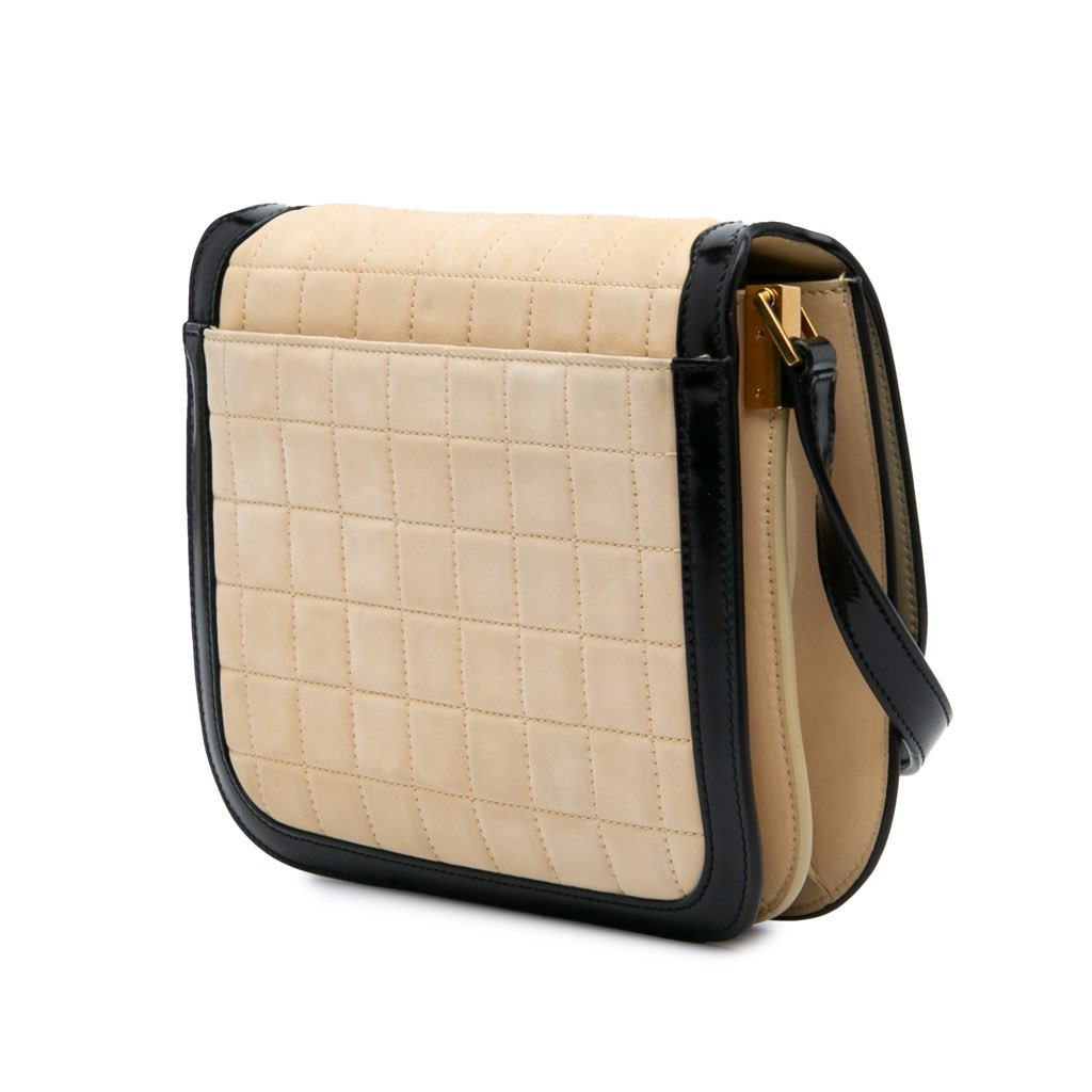 Saint Laurent Medium Quilted Suede Monogram Solferino Crossbody - Back view