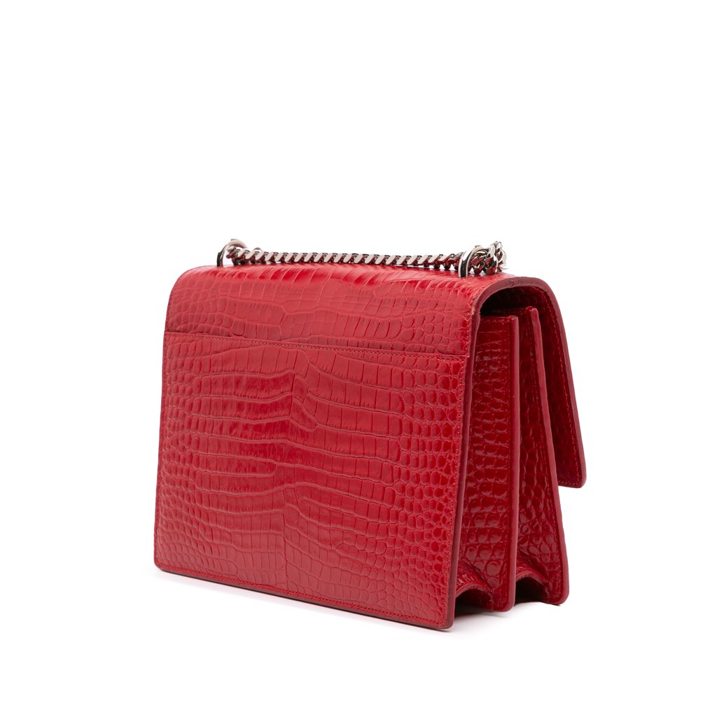 Saint Laurent Medium Croc Embossed Leather Sunset Crossbody - 2