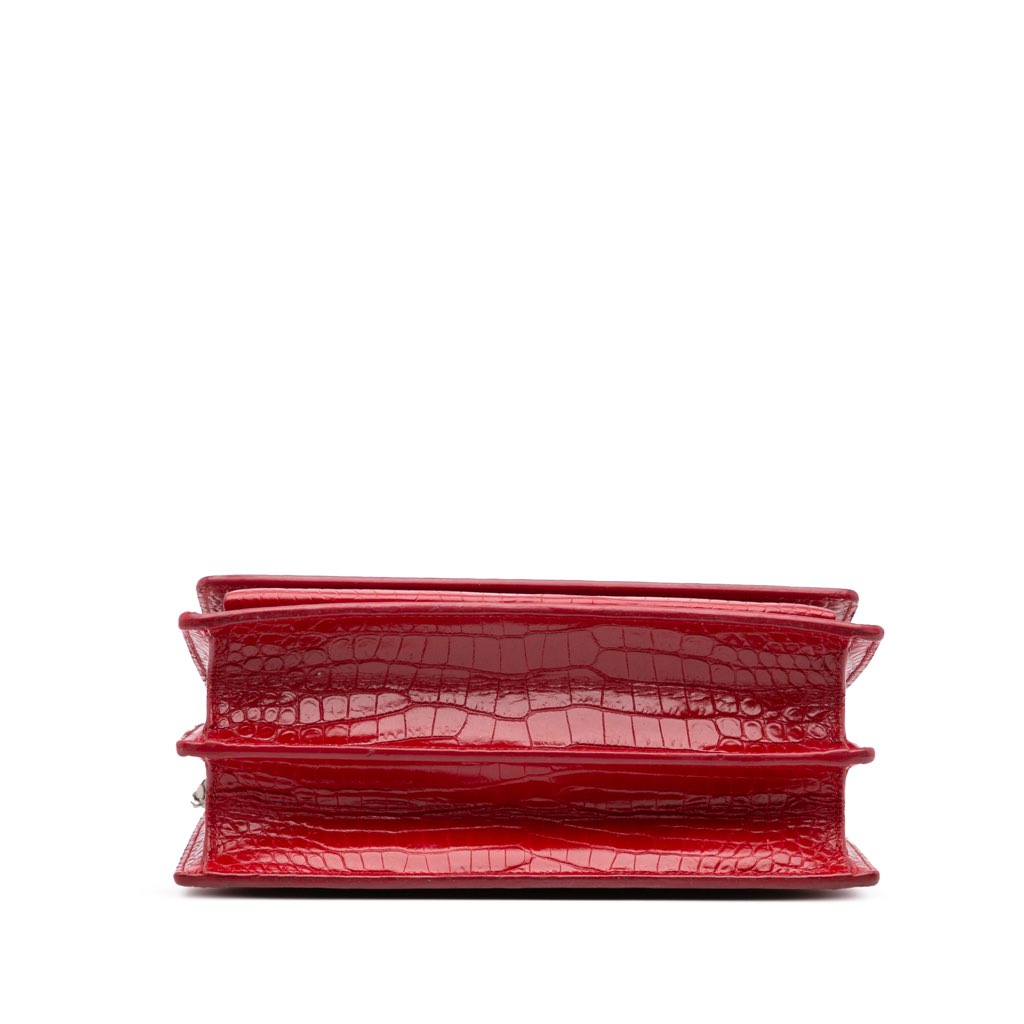 Saint Laurent Medium Croc Embossed Leather Sunset Crossbody - 3