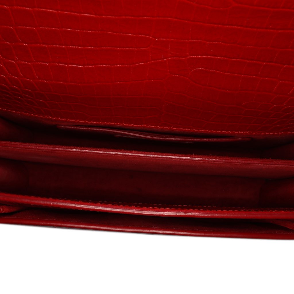 Saint Laurent Medium Croc Embossed Leather Sunset Crossbody - 4