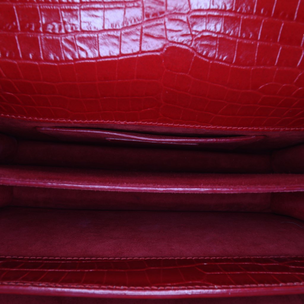 Saint Laurent Medium Croc Embossed Leather Sunset Crossbody - 5