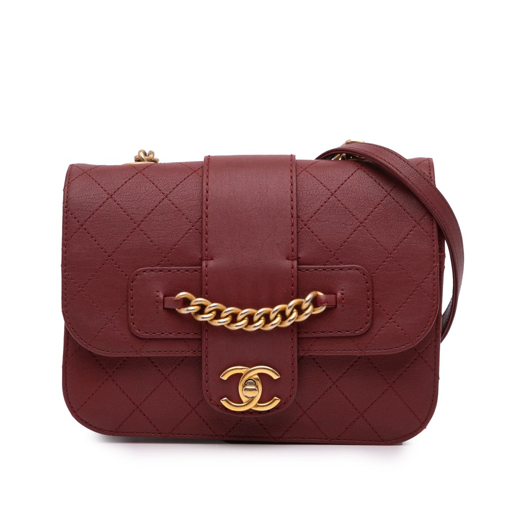 Chanel Medium Quilted Sheepskin Front Chain Flap