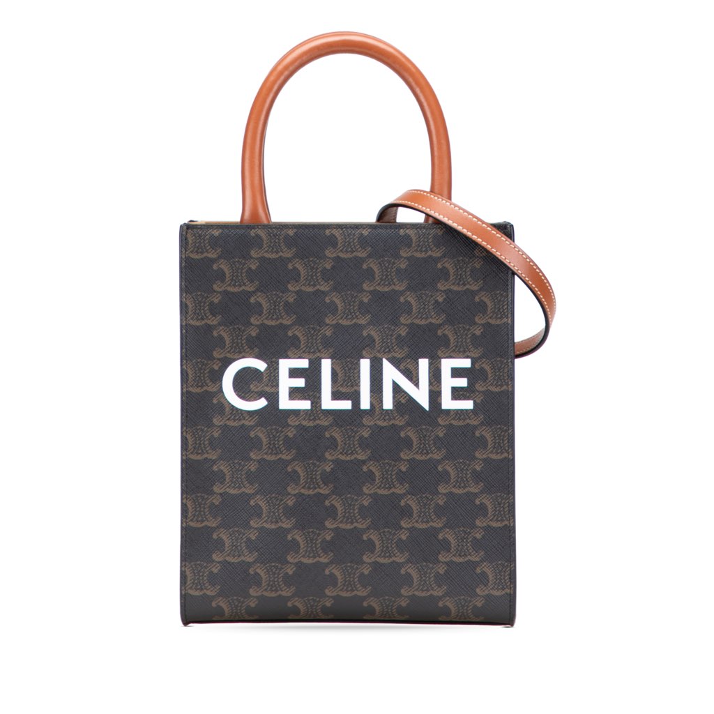Celine Mini Triomphe Coated Canvas Vertical Cabas Satchel