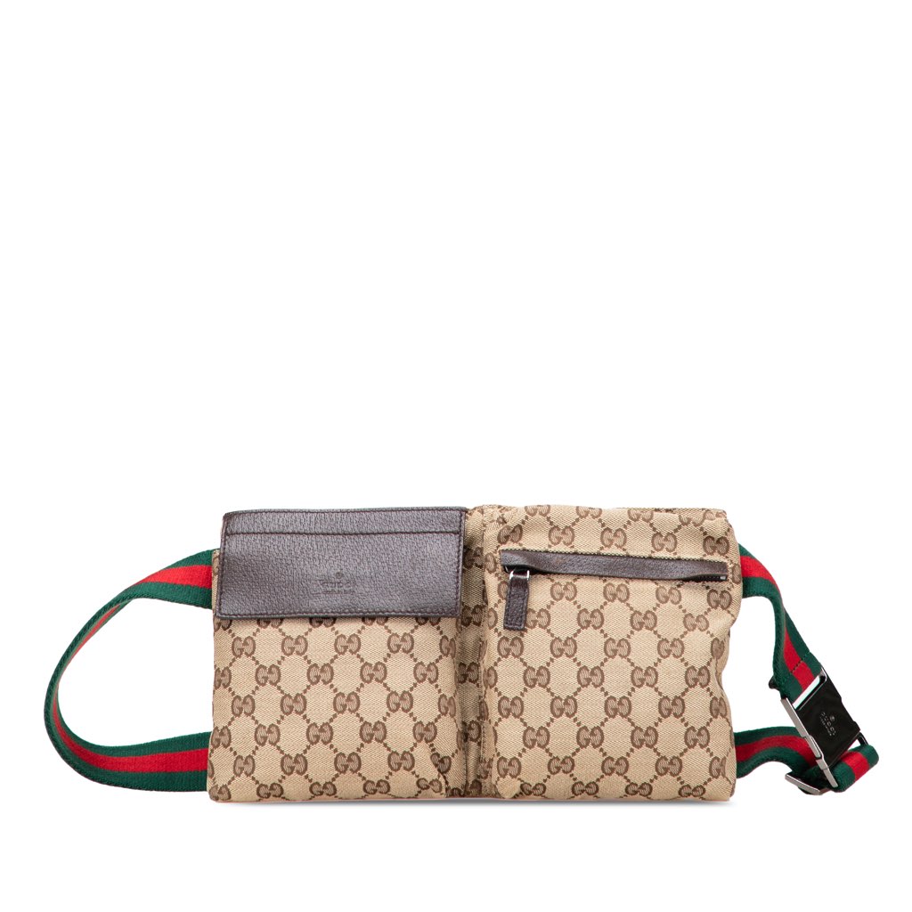 Gucci GG Canvas Web Double Pocket Belt Bag