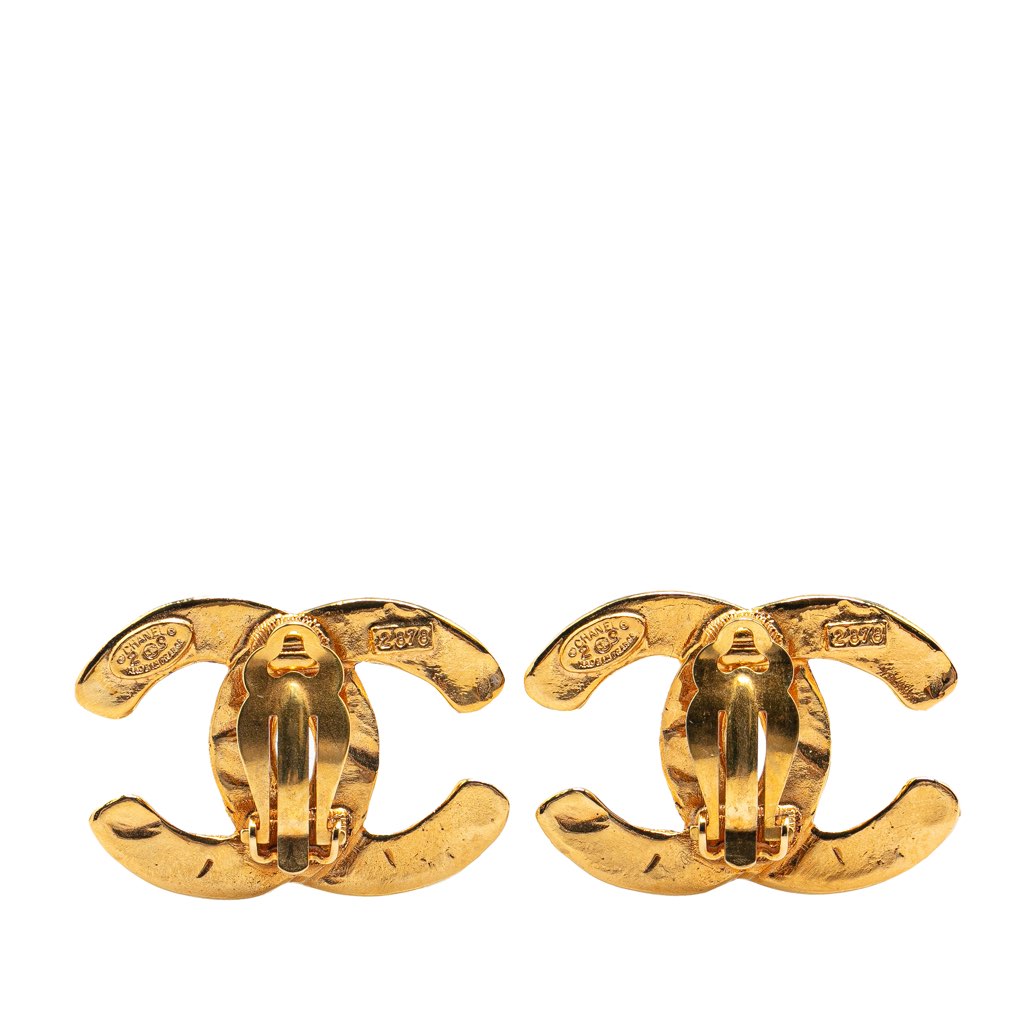 Chanel Gold Plated CC Woven Clip On Earrings - 2