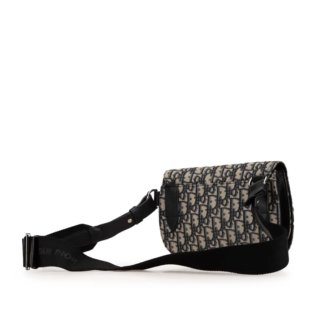 Dior Oblique Canvas Saddle Messenger Bag Brown Canvas Good - Back View