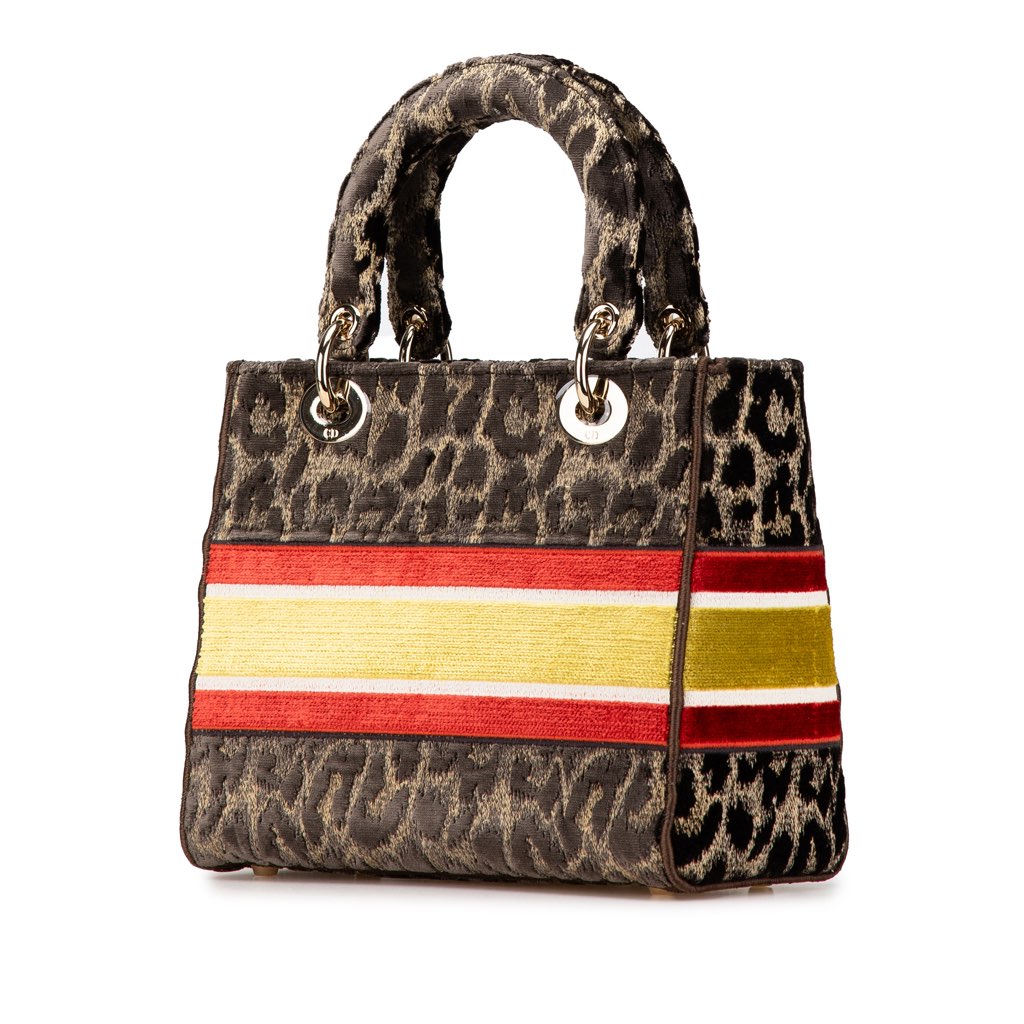 Dior Mizza Medium Embroidered Velvet Leopard Lady D Lite - 2