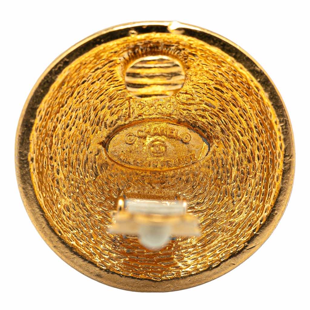 Chanel Gold Plated CC Quilted Clip On Earrings - 3