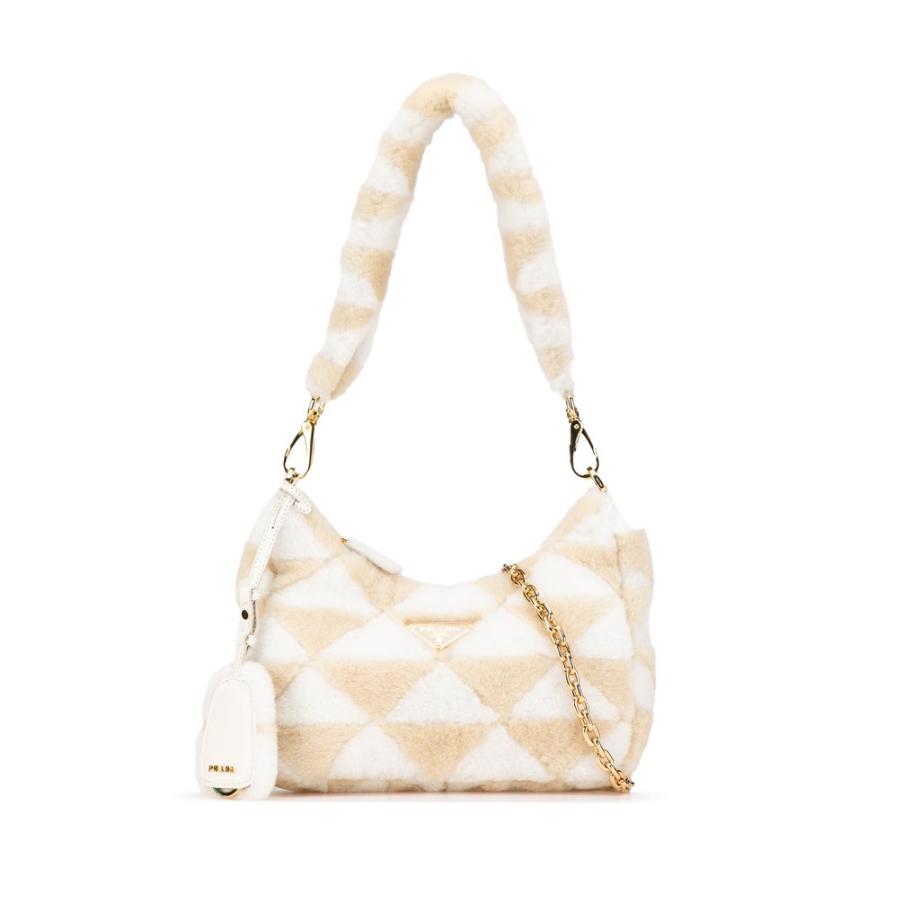 Prada Mini Shearling Symbole Re-Edition Satchel