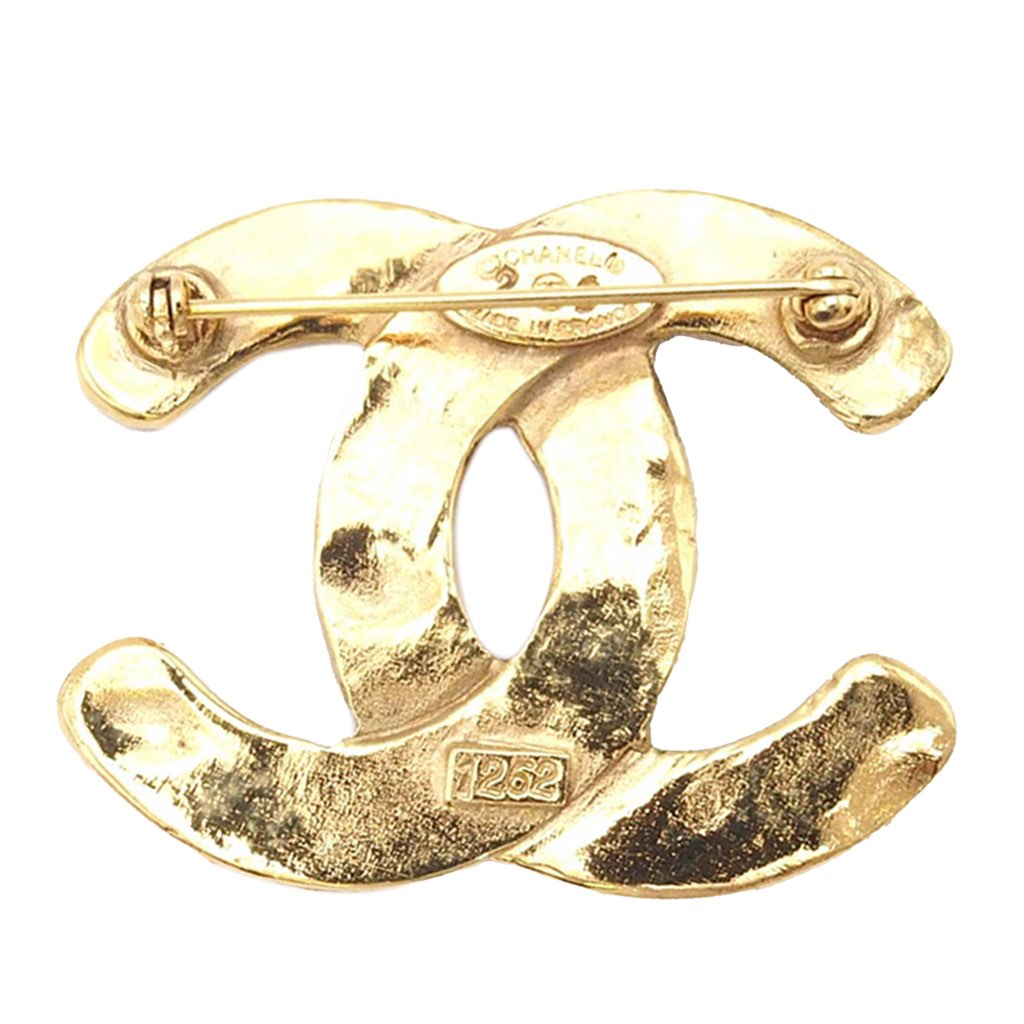 Chanel Gold Plated CC Brooch - 2