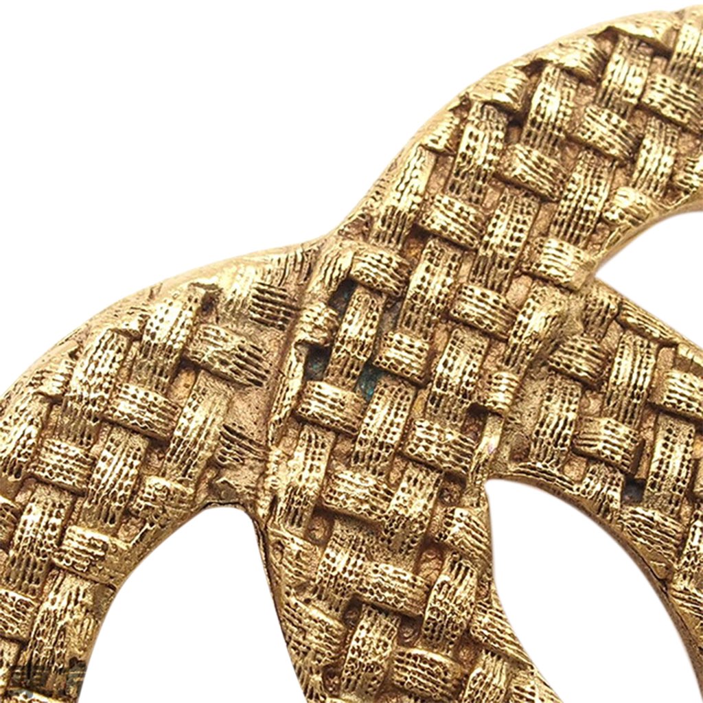 Chanel Gold Plated CC Brooch - 5