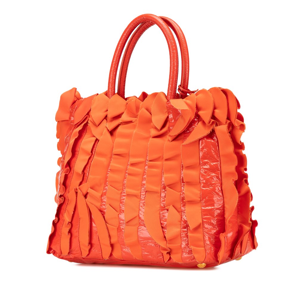 Prada Vernice and Tessuto Ruffle Tote - 2